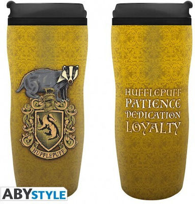 Abysse Abysse Hufflepuff Κούπα Με Καπάκι Πλαστική Κίτρινη 355ml