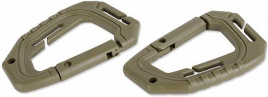 Mil-Tec Lockable Carabiner Carabiner with Molle Attachment Khaki 2 Pieces 2pcs