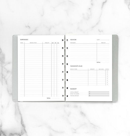 Filofax Εβδομαδιαίο Ανταλλακτικό Ημερολογίου Α5 Notebook Expense Tracker Λευκό