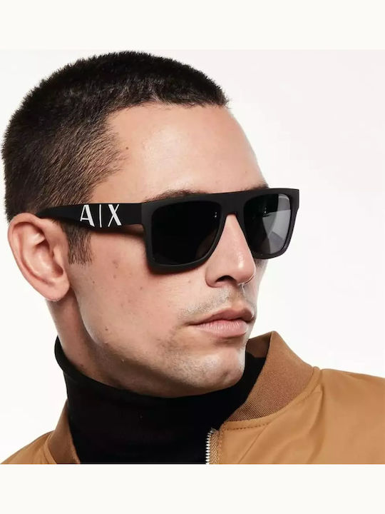 Armani Exchange Men's Sunglasses with Black Horn-Rimmed Frame and Grey Lens AX4113S 807887