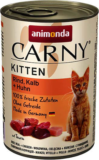 Animonda Carny Kitten Wet Food for Young Cats in Cans with Beef and Chicken Gluten-Free 400gr