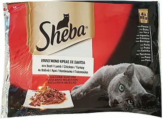 Sheba Selection In Sauce Hrană Umedă pentru Pisici Adulte în Pliculeț 4x85gr