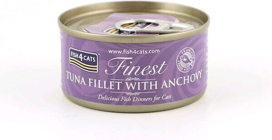 Fish4Cats Wet Cat Food for Adult Cats in Cans with Anchovy and Tuna 70gr