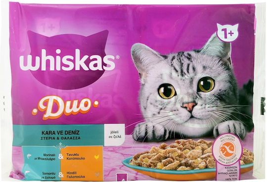 Whiskas Multipouch Duo Wet Food for Adult Cats in Pouches with Fish 4x85gr