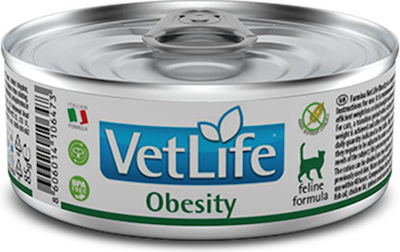 Farmina Vet Life Obesity Wet Food for Adult Cats In Can with 1pc 85gr