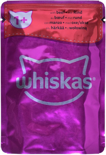 Whiskas Classic Meals in Sauce Wet Food for Adult Cats in Pouches with Beef 80x85gr