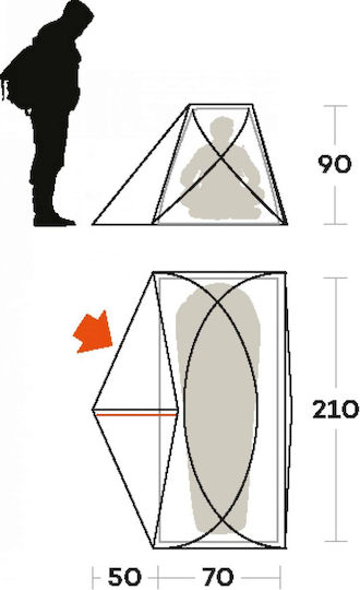 Ferrino Tent Solo Camping Tent Igloo Orange with Double Cloth 4 Seasons for 1 Person Waterproof 3000mm 210x70x90cm