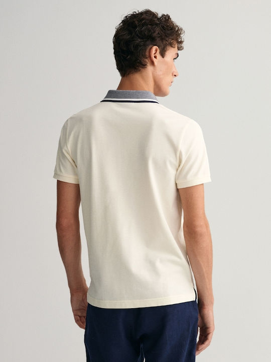 Gant Bluza Bărbătească cu Mânecă Scurtă Polo Cream