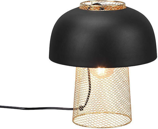 Trio Lighting Punch Metal Vintage Table Lamp for Socket E27 with Black Shade and Gold Base