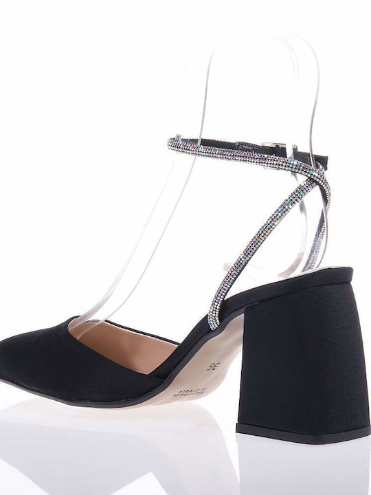 BEATRIS B790 BLACK PUMPS WITH RHINESTONES