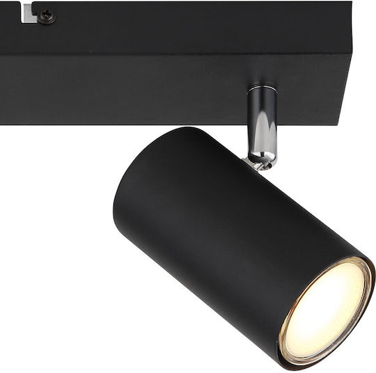 Globo Lighting Robby Διπλό Σποτ με Ντουί GU10 σε Μαύρο Χρώμα