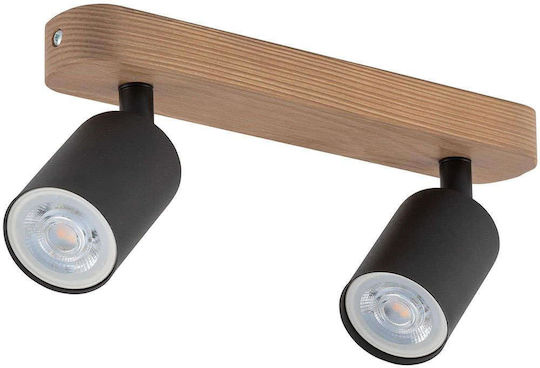 TK Lighting Double Spot with Socket GU10 in Black Color