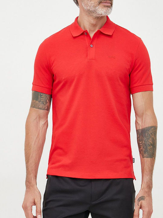 Hugo Boss Herren Kurzarmshirt Polo Rot