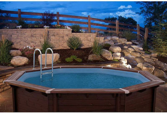 Interline Round Swimming Pool 29.98 Liters Wooden Beige