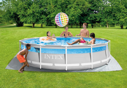 Intex Prism Frame Premium Piscină Rotundă 14.141lt Cu Cadru Metalic 427x107cm Gri