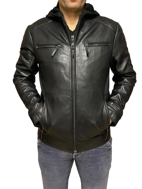 ALWIN MEN'S LEATHER JACKET BLACK J&F