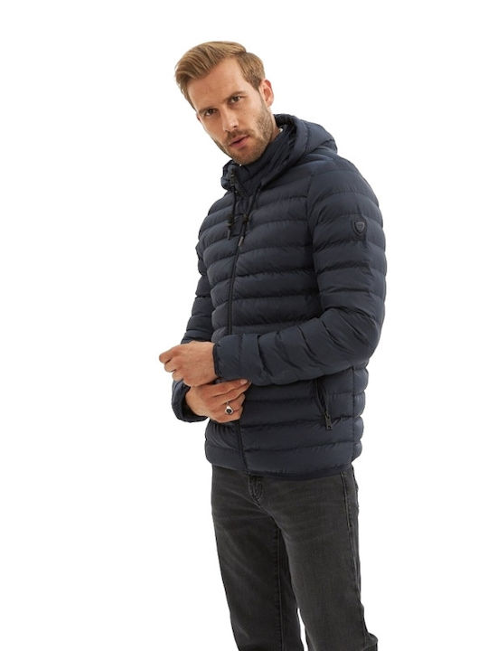 MEN'S PUFFER JACKET BLUE WITH DETACHABLE BUTTON CLOSURE 833-123