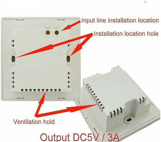 Gemauerte Steckdose mit 4 USB-Anschlüssen und Schalter Beige