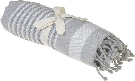 Inart Ble Beach Towel Pareo Gray with Fringes 170x90cm.