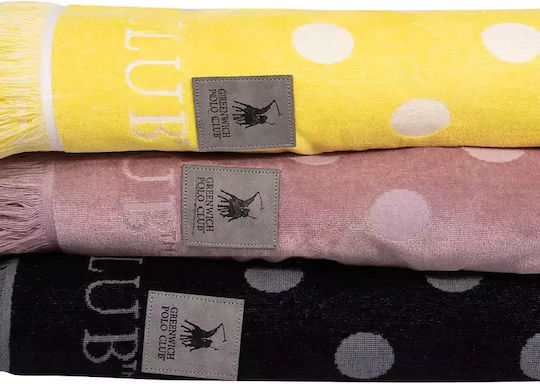 Greenwich Polo Club Beach Towel Pareo Cotton Black with Fringes 180x90cm