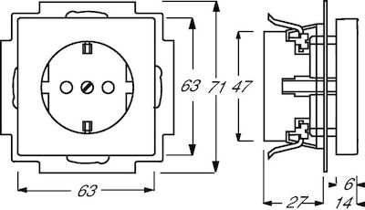 Abb Single Mortice Πρίζα Ρεύματος Ivory