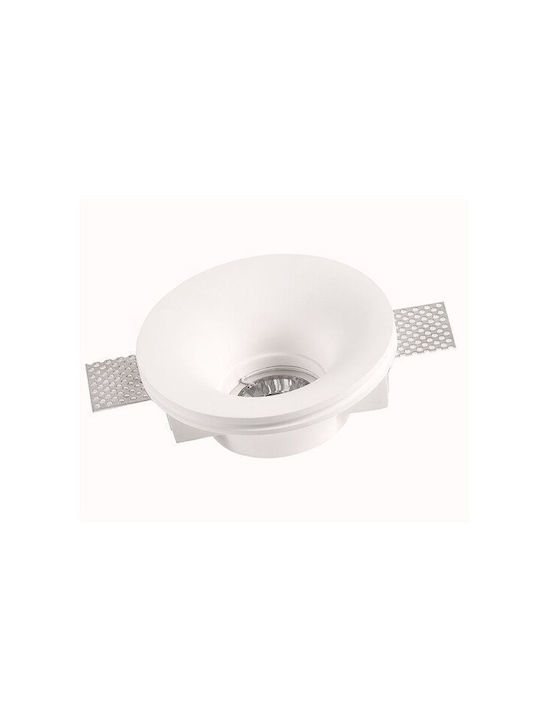 Optonica Кръгла Гипс Вграден Спот с Патрон GU10 Бял 13x13см. 1бр