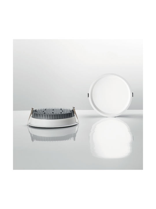 Ideal Lux Deep Στρογγυλό Μεταλλικό Χωνευτό Σποτ με Ενσωματωμένο LED και Φυσικό Λευκό Φως Λευκό 10.3x10.3εκ. 1τμχ