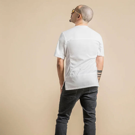 Clement Design Coat Chef Unisex White with Short Sleeve B-Shirt