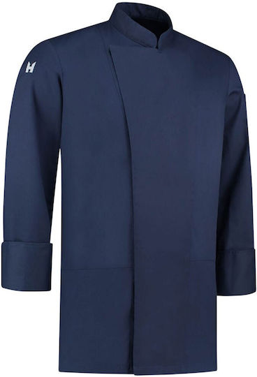 Le Nouveau Chef Dave Chef Long Sleeve Polyester Jacket Blue