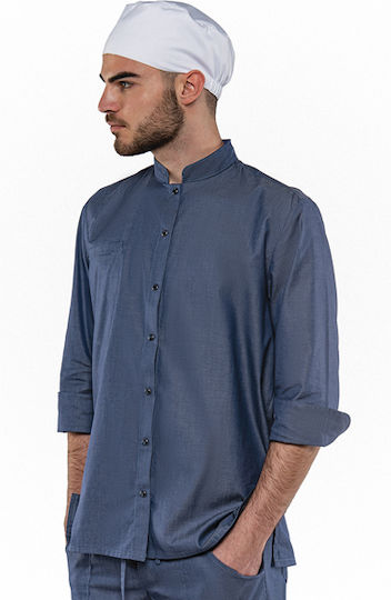 Axon Coat Chef 100% Cotton made Blue with Long Sleeve Elegance