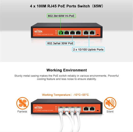 Switch Συστημάτων CCTV WI-TEK WI-PS205