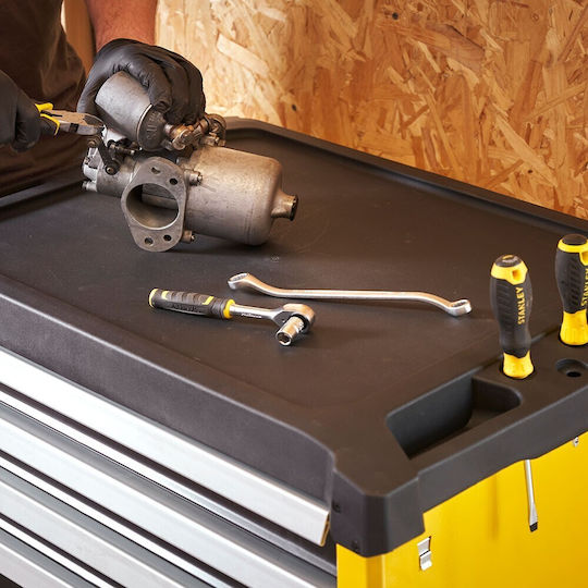Stanley Wheeled Metallic Tool Carrier with 5 Drawers W73.5xD51.5xH89cm