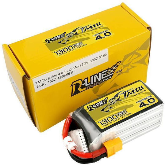 Tattu R-Line V4 Батерия Li-Po 22.2V 1300mAh 130C 6S XT60 за Дрон