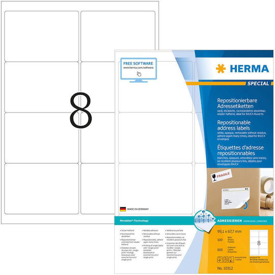 Herma 800 Selbstklebende A4-Etiketten 99.1x67.7mm