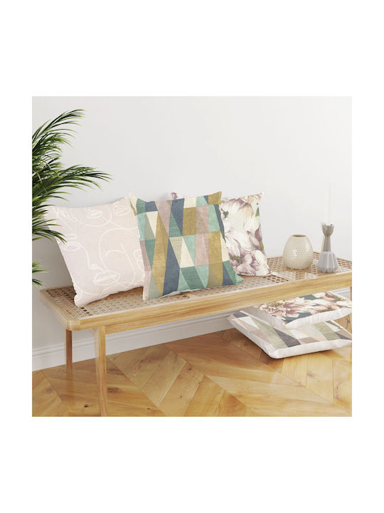 Borea Decorative Pillow Case Printed 44 100% Cotton Beige 45x45cm