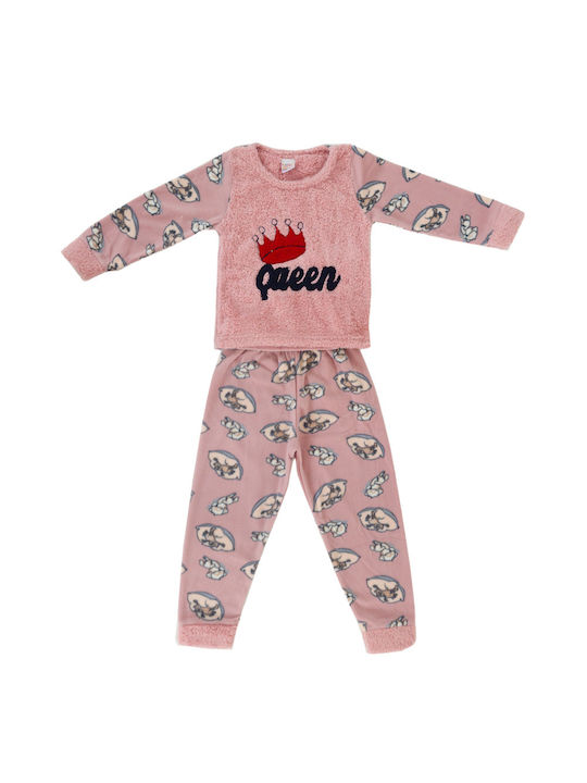 Queen girls' fleece pajamas pink W23