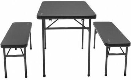 OZtrail Ironside Recreation Σετ Τραπεζιού Ατσάλινο για Camping Πτυσσόμενο σε Βαλιτσάκι 102x70x61cm Μαύρο 3τμχ