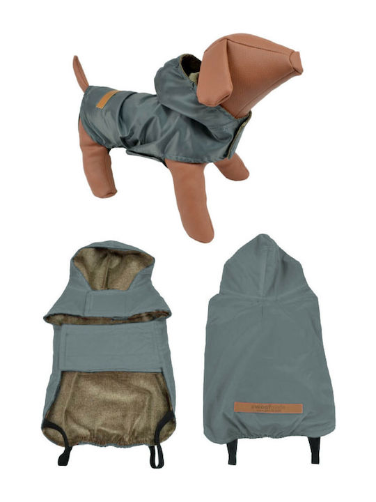 Woofmoda 933-1101 Gray Waterproof Dog Coat with Hood with 75cm Back Length A64-933-1101-1200-11