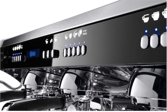 Wega Polaris EVD + SPIW-D Negru Mat Mașină De Espresso Comercială Cu 3 Grupuri 5.8kW L57xA45xÎ99.9cm