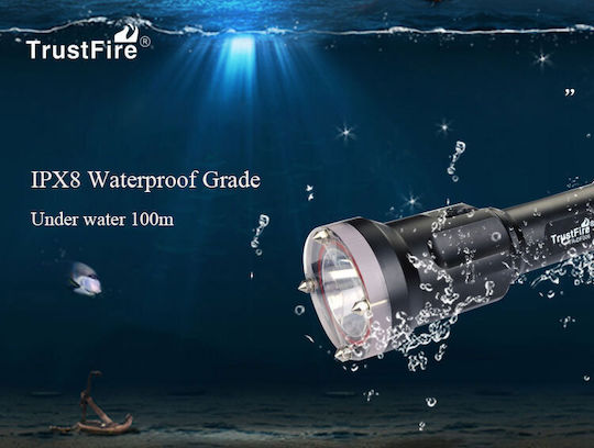 Trustfire DF-006 Акумулаторен Водолазен Фенер LED с Яркост 650 Лумена за Дълбочина до 100 м