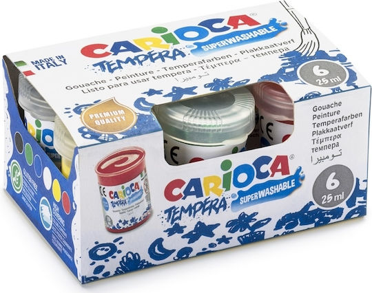 Carioca Τέμπερες Ζωγραφικής Πολύχρωμες σε Βαζάκι 35ml 6τμχ