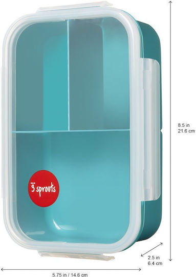 3 Sprouts Plastic Kids' Food Container Turquoise x x 6.4cm