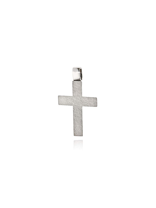 Baptism Cross Val΄Oro Plain for Boy White Gold 14 Carat K14 038163