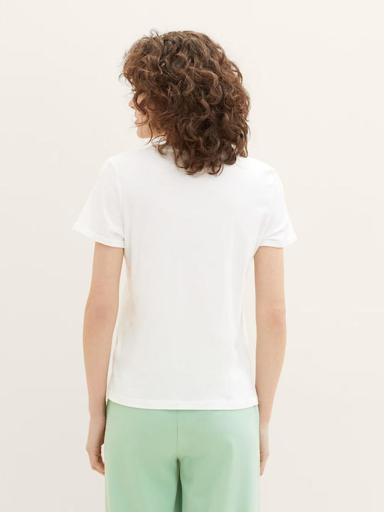 Tom Tailor Γυναικείο T-shirt Λευκό με Στάμπα
