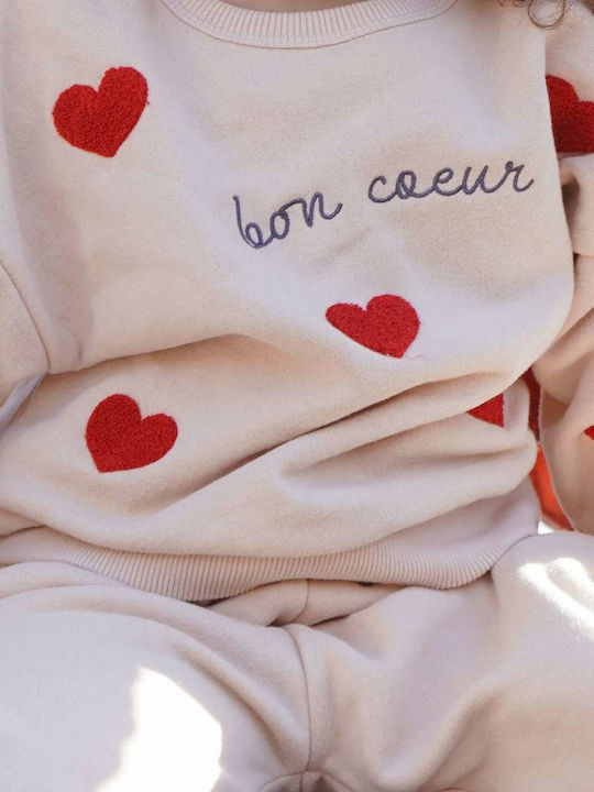 Kindersweatshirt mit Stickerei und Herzen 'Bon Coeur' 9M-10Y Konges Slojd