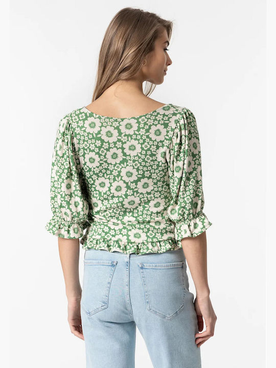 Tiffosi Tricou Cropped verde cu imprimeu complet