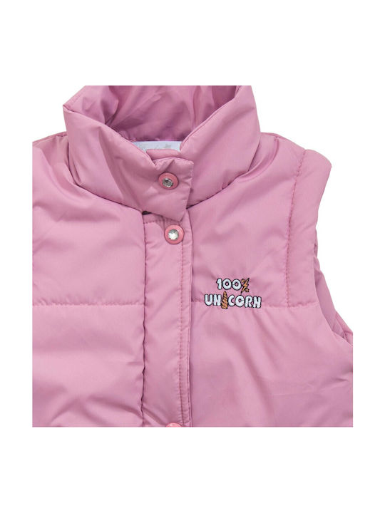 Funky Girls Quilted Coat Pink Sleeveless