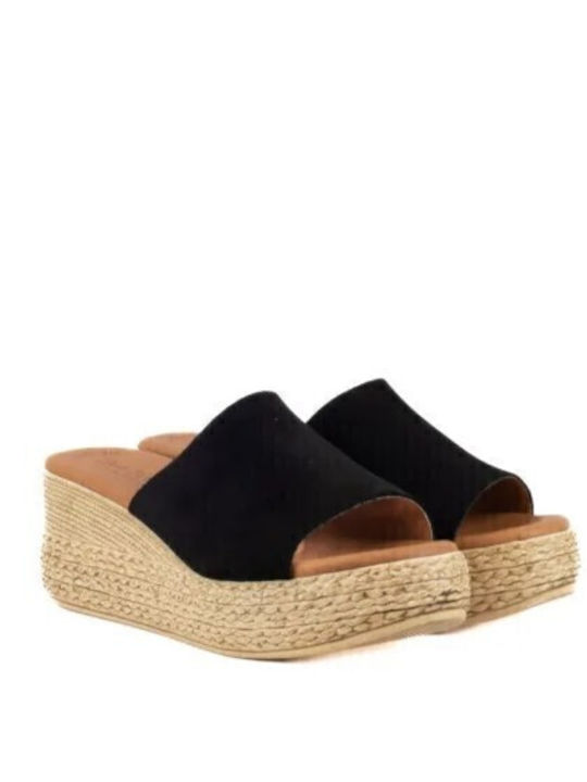 Anatomic Women's Leather Platform Wedge Sandals Black