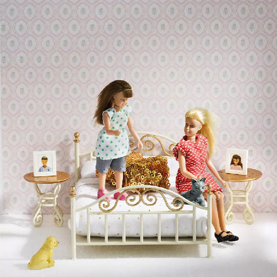 Lundby Bed with Nightstand Furniture for Dollhouse