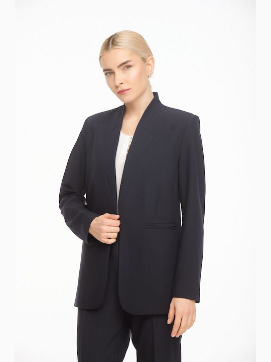 Blazer Fibes Fashion fără rever albastru